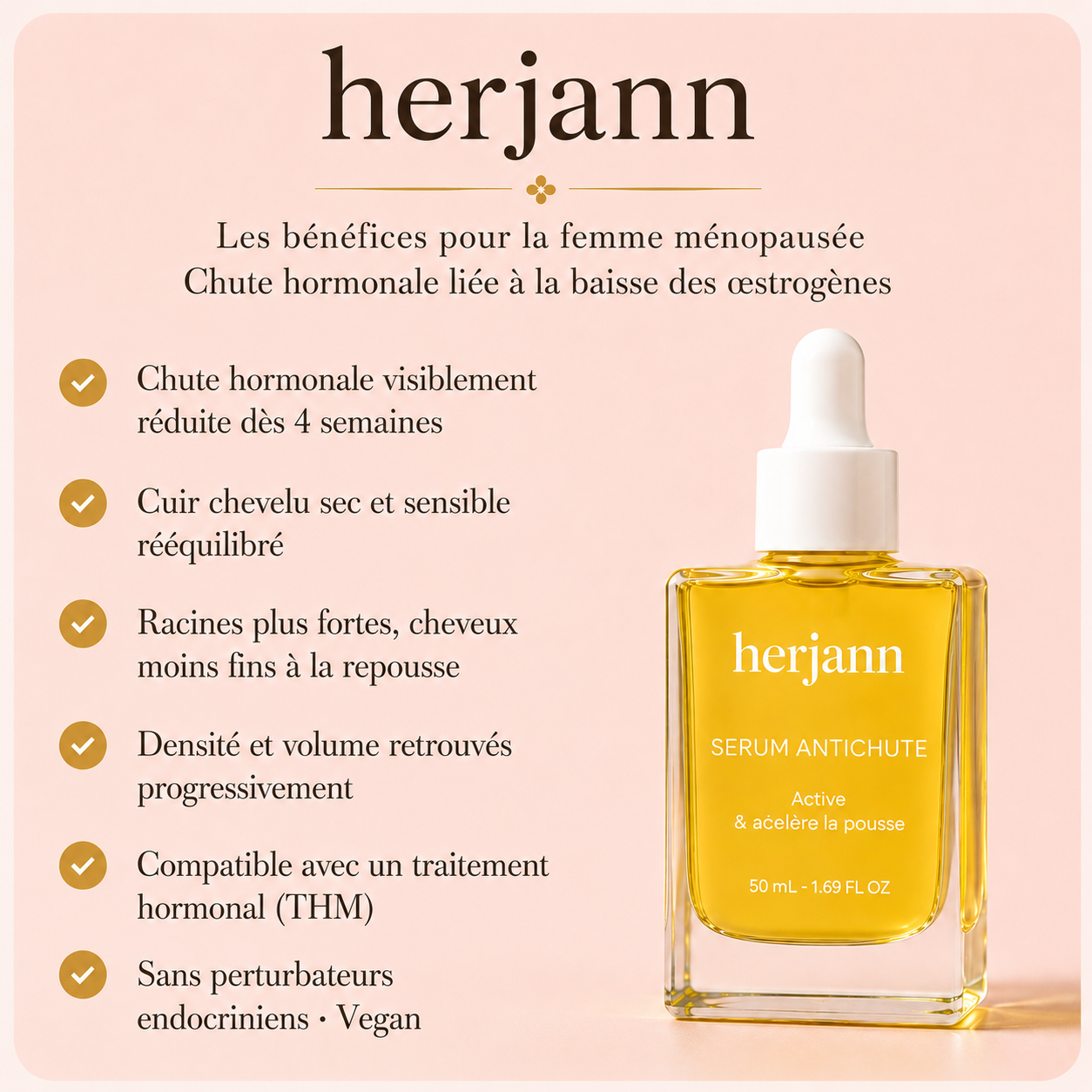 Grow Sérum Herjann – Sérum Anti-Chute et Fortifiant Cuir Chevelu 50 ml